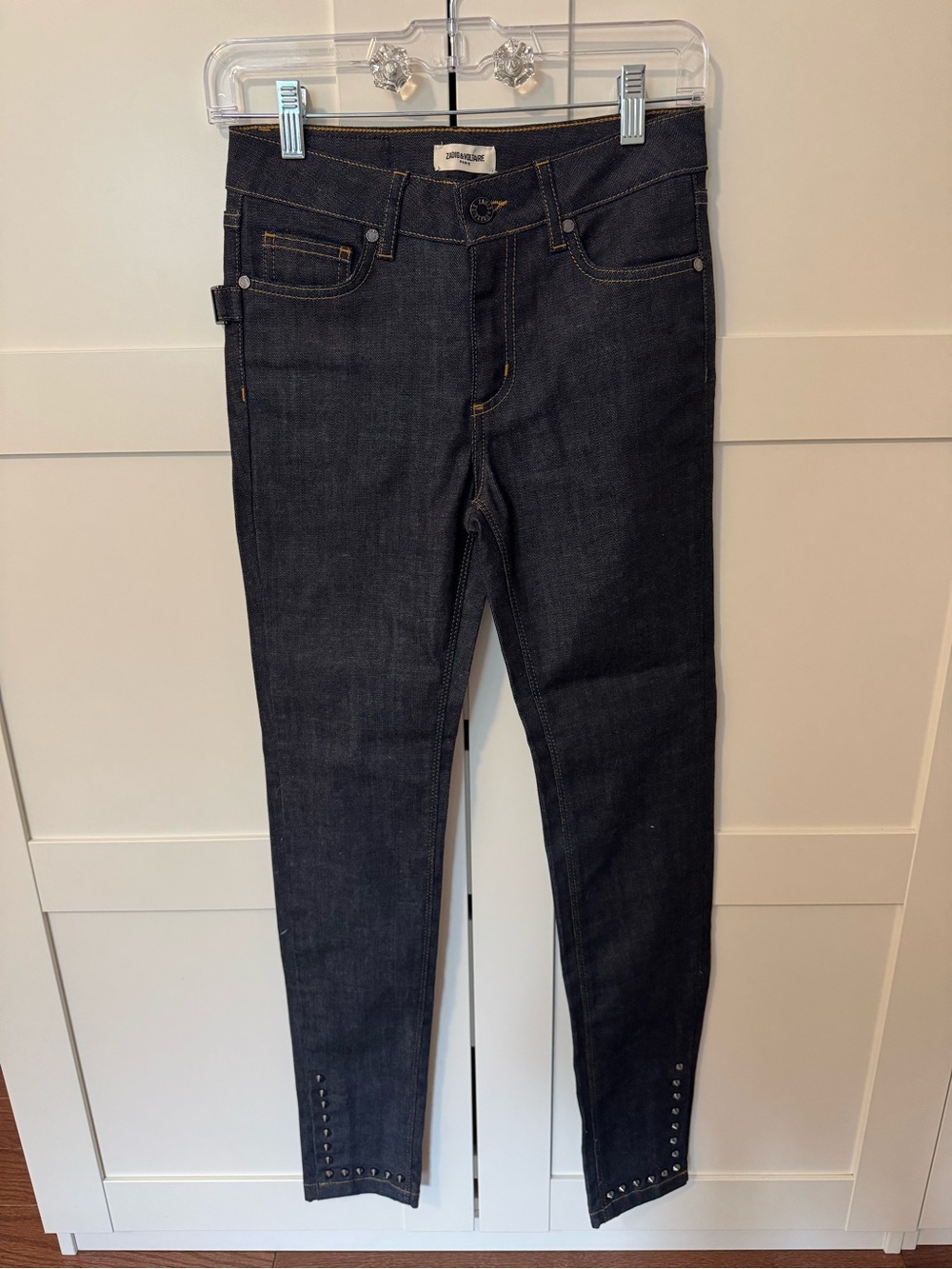 Zadig & Voltaire Dark Indigo Skinny Jeans with Studded Ankles